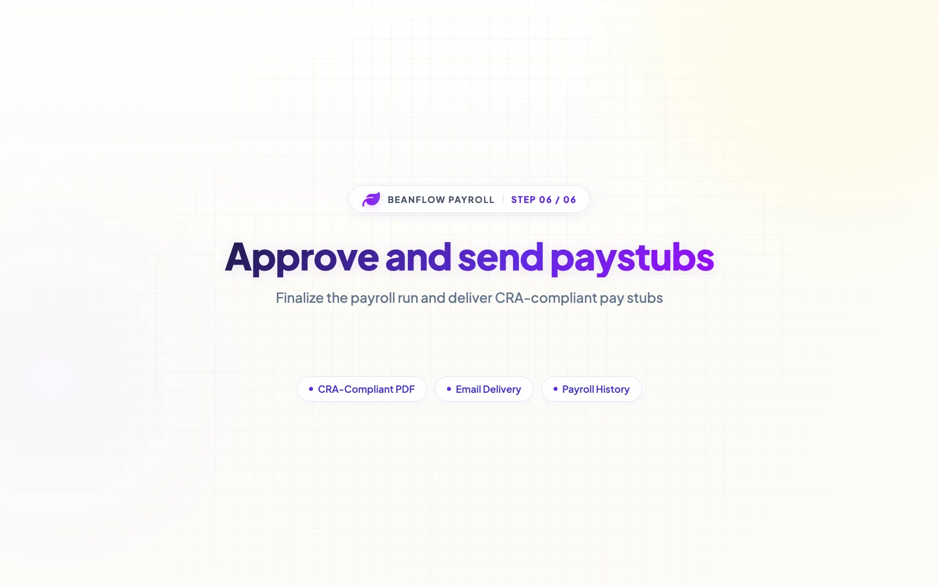 Product screen: Approve and send paystubs